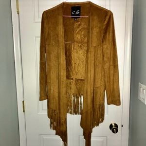 🌻Brown Swede fringe jacket